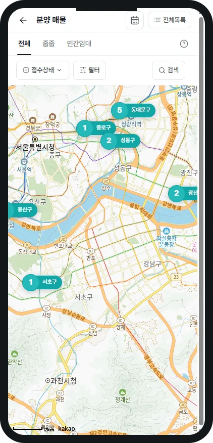 지도에서 매물 위치 확인하기